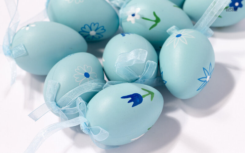 Blue Decorated Easter Eggs — Light Blue, Calm