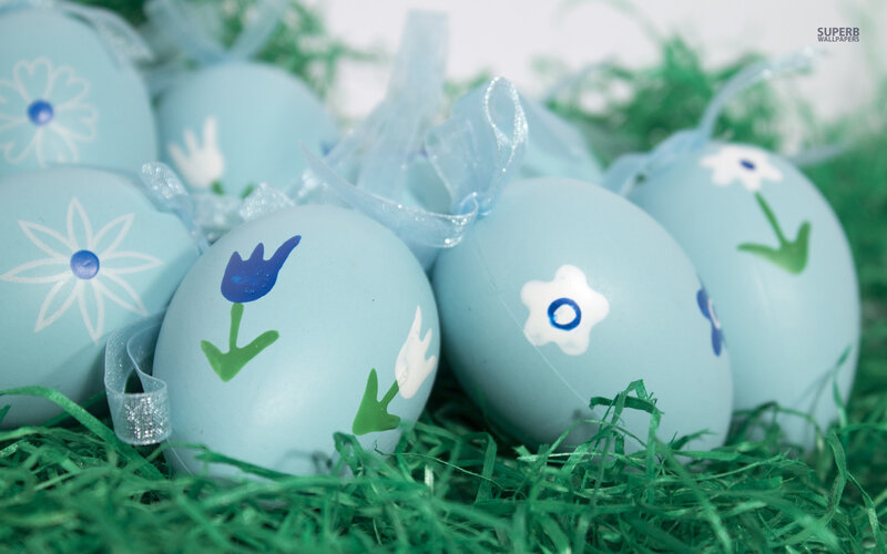 Blue Decorated Easter Eggs — Light Blue, Festive, Spring, Photograph