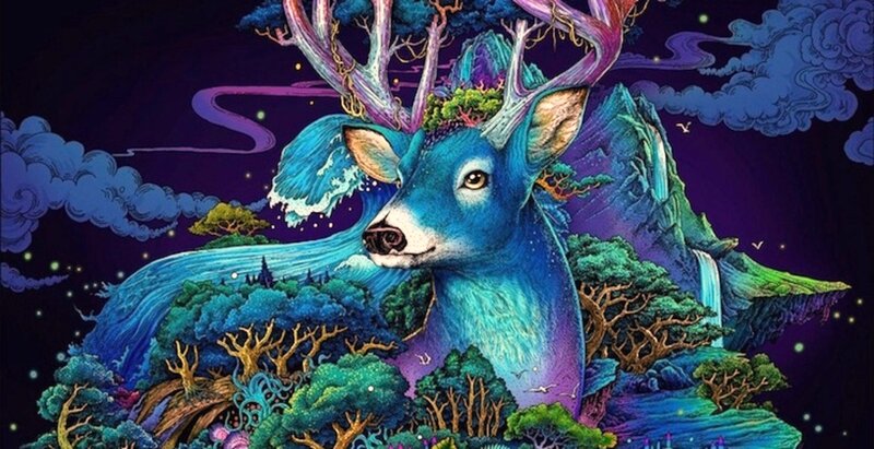 Blue Deer with Antlers