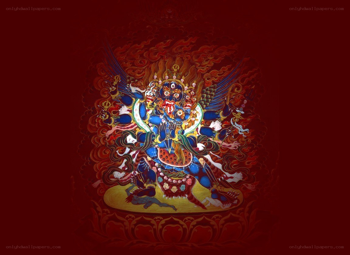 Blue deity with multiple arms