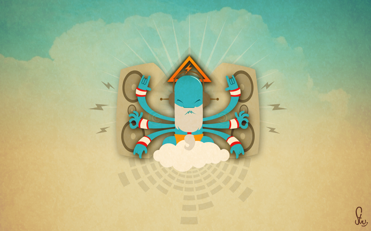 blue deity with speakers