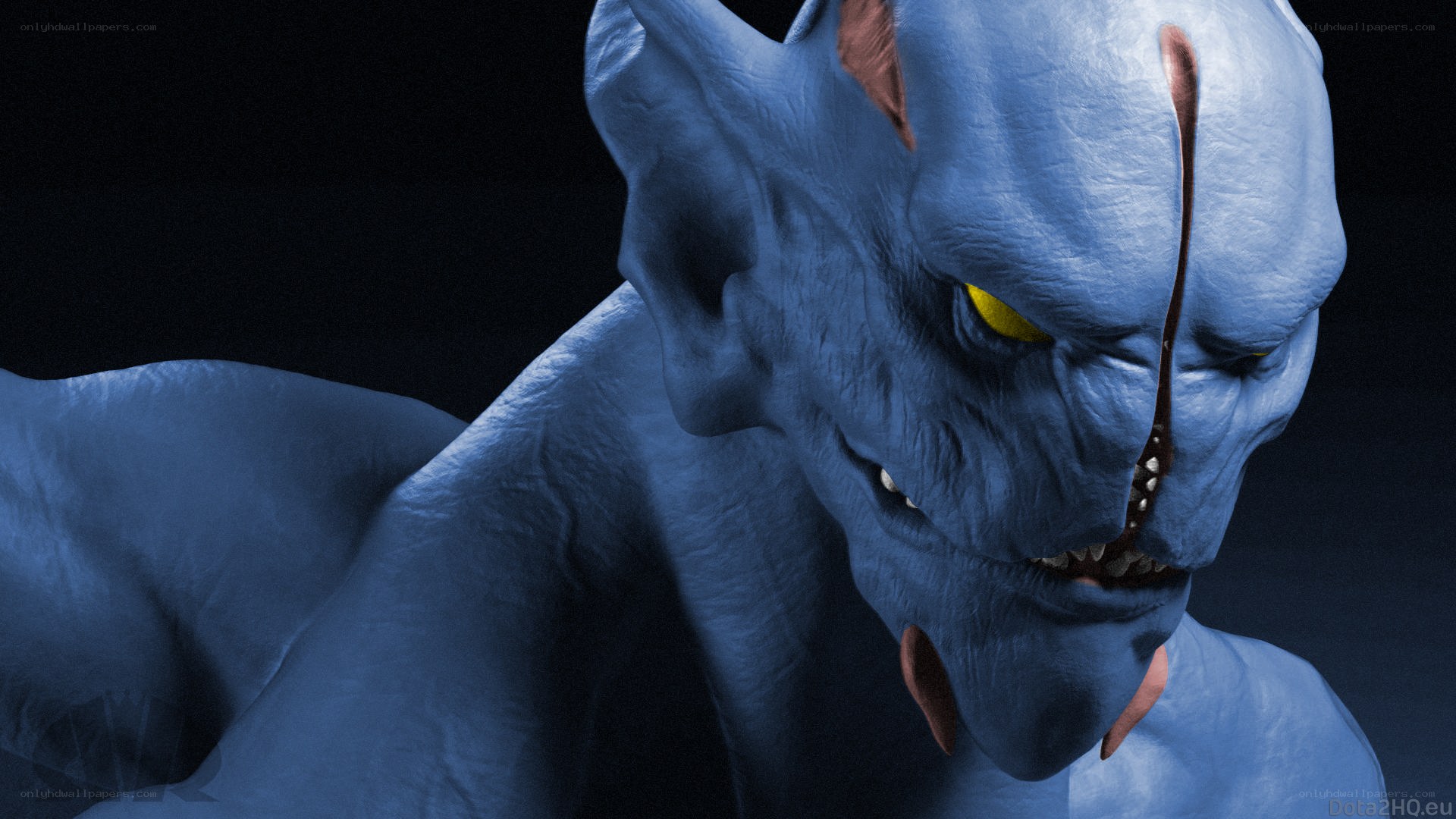 blue demon character close-up