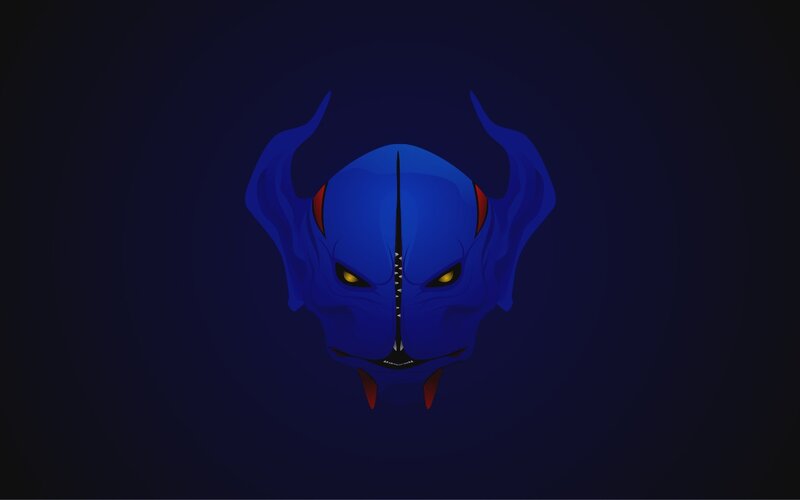 blue demon head illustration