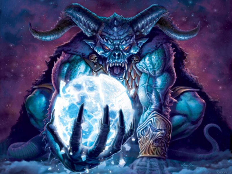 Blue Demon Holding Orb