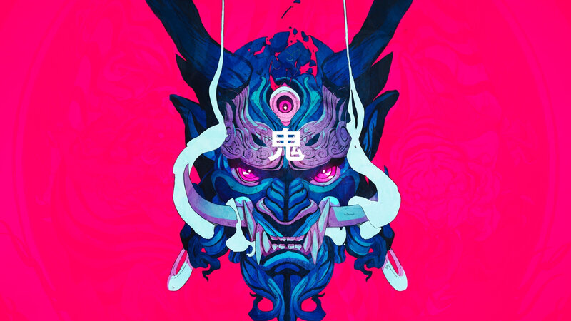 Blue Demon Mask — Pink