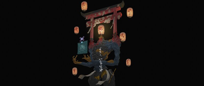Blue Demon with Lanterns