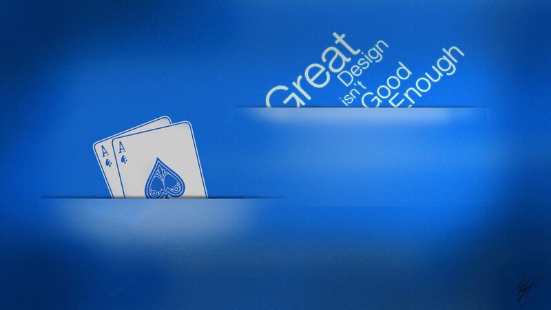 Blue design with playing cards