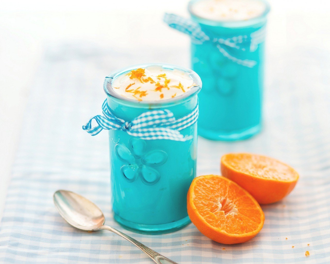 Blue dessert with orange zest