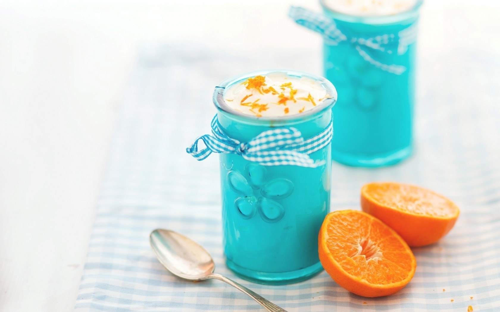 Blue dessert with orange zest