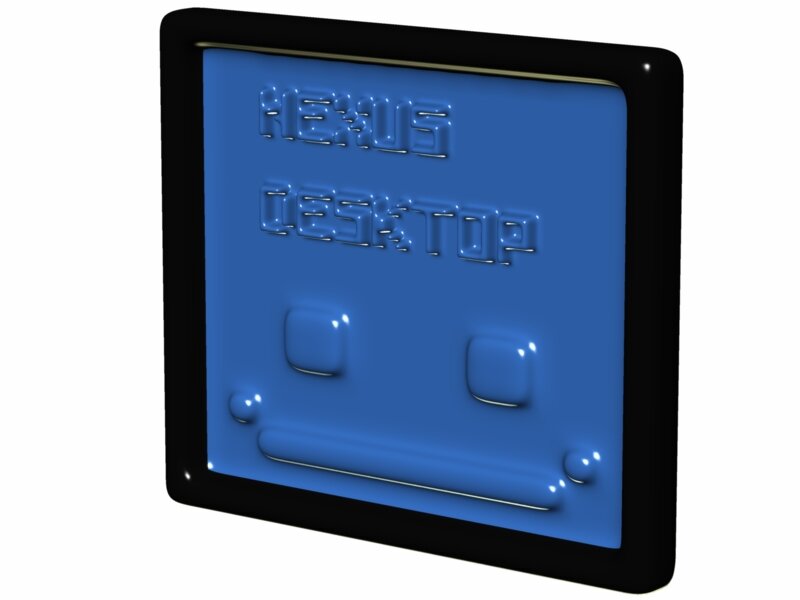Blue Device with Embossed Text