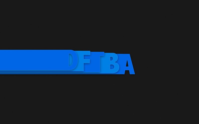 blue DFTBA logo on black