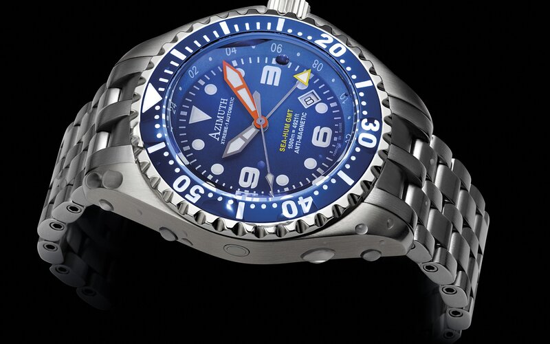 blue dial dive watch