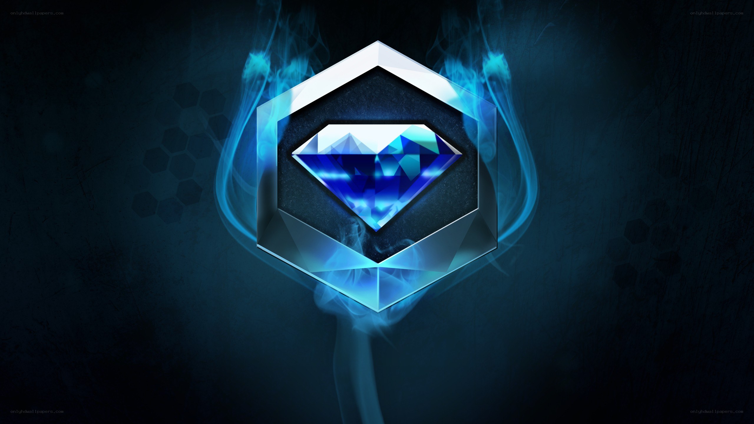 blue diamond emblem with smoke