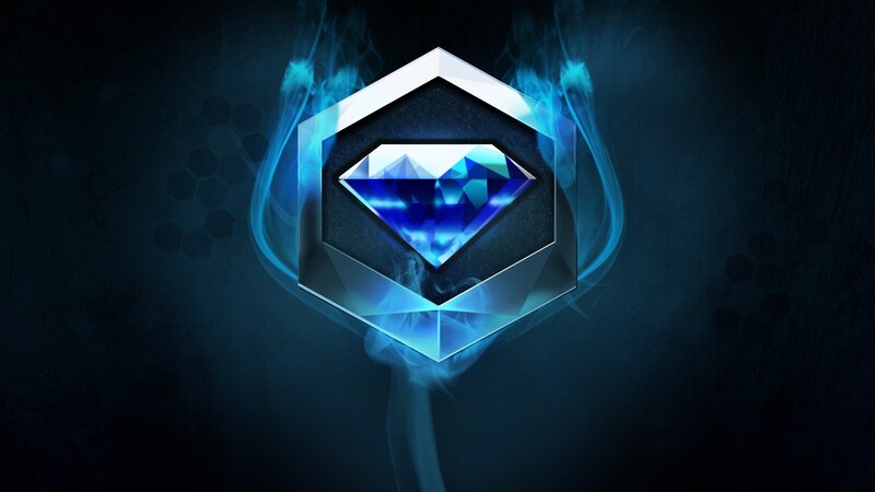 Blue Diamond in Hexagon — Dramatic, Digital Art