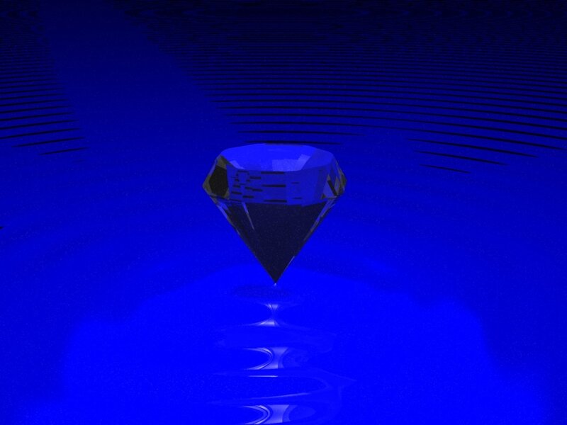 blue diamond in water