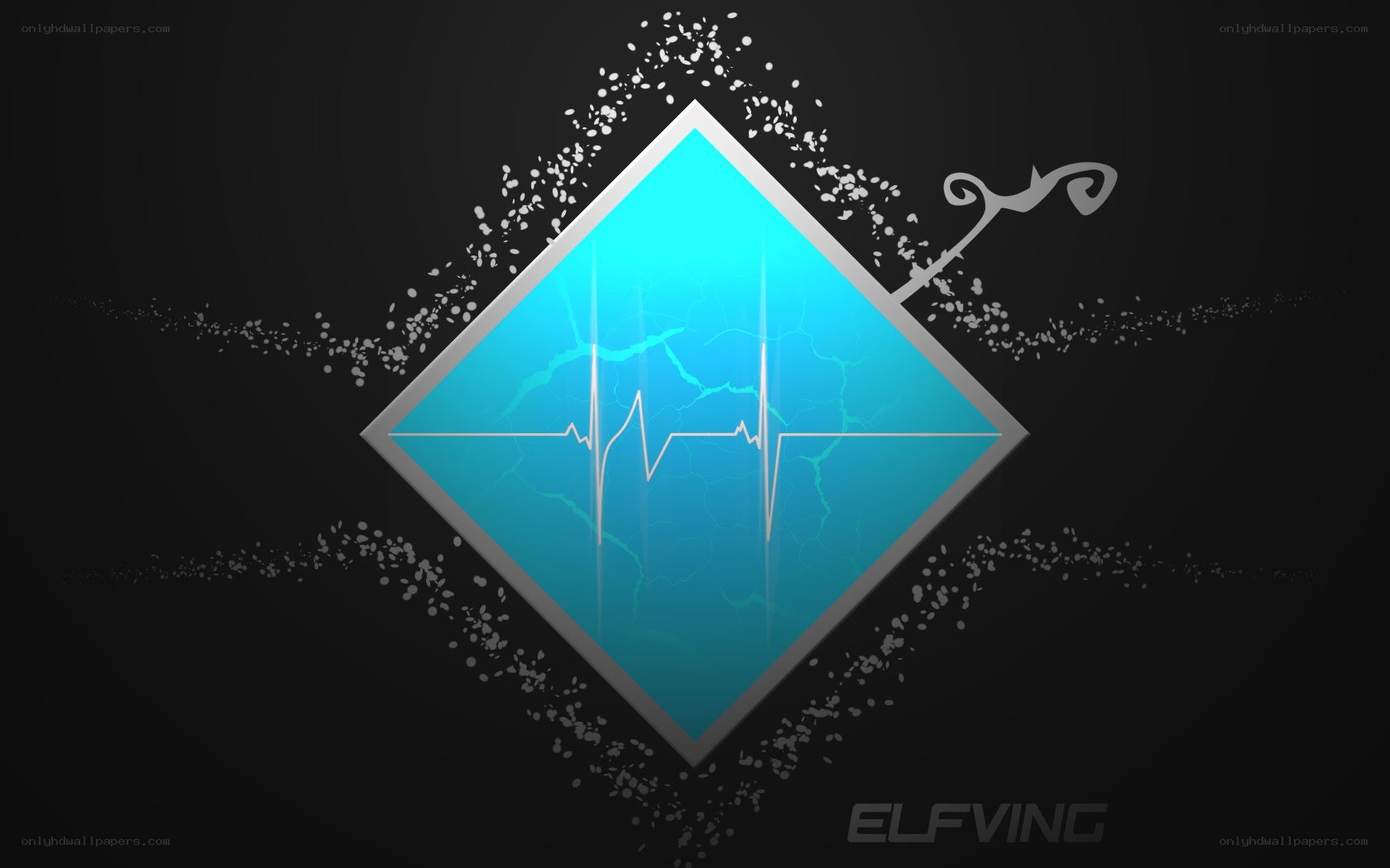 blue diamond with heartbeat design