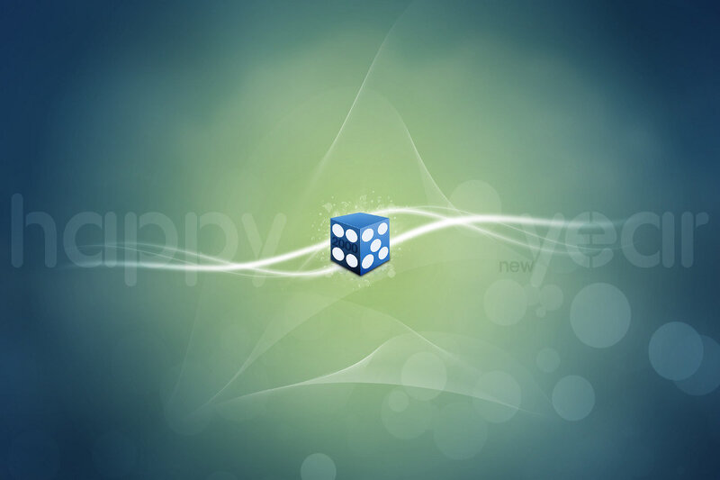 Blue Die on Green Background