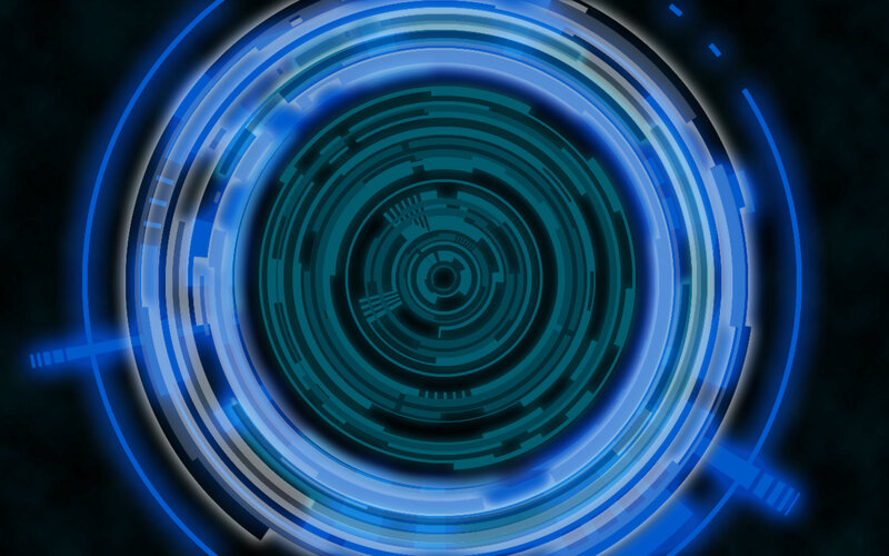 blue digital concentric rings