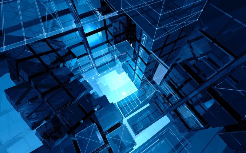 Blue Digital Cube Structure