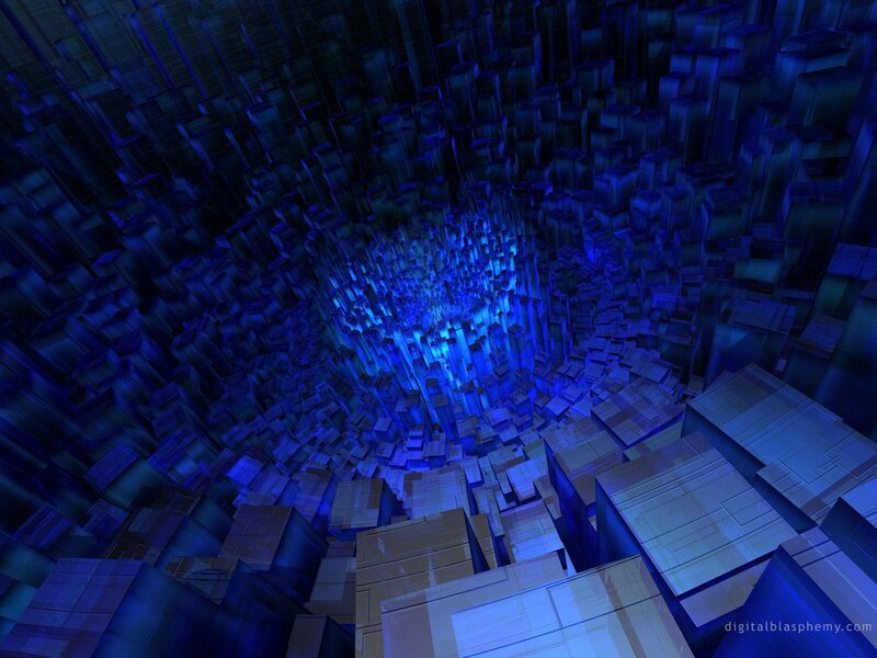 blue digital cube tunnel