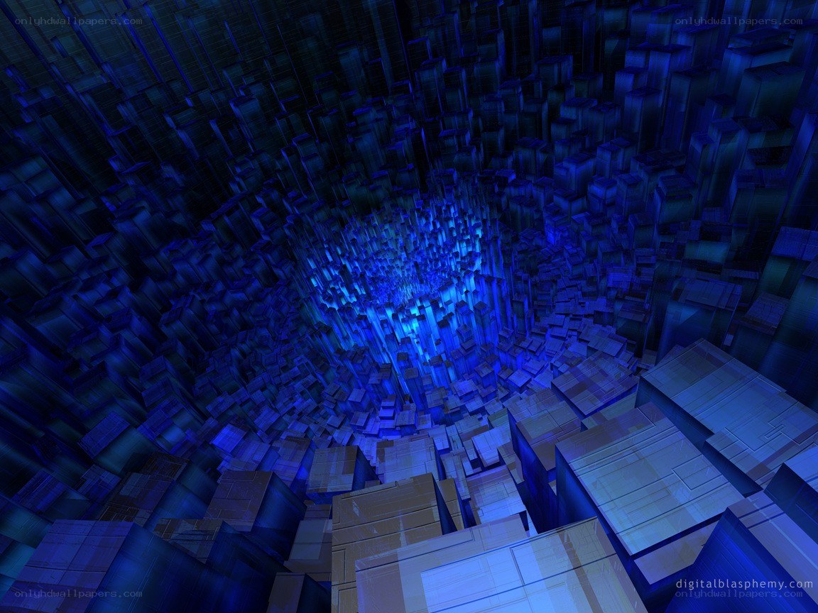blue digital cube tunnel