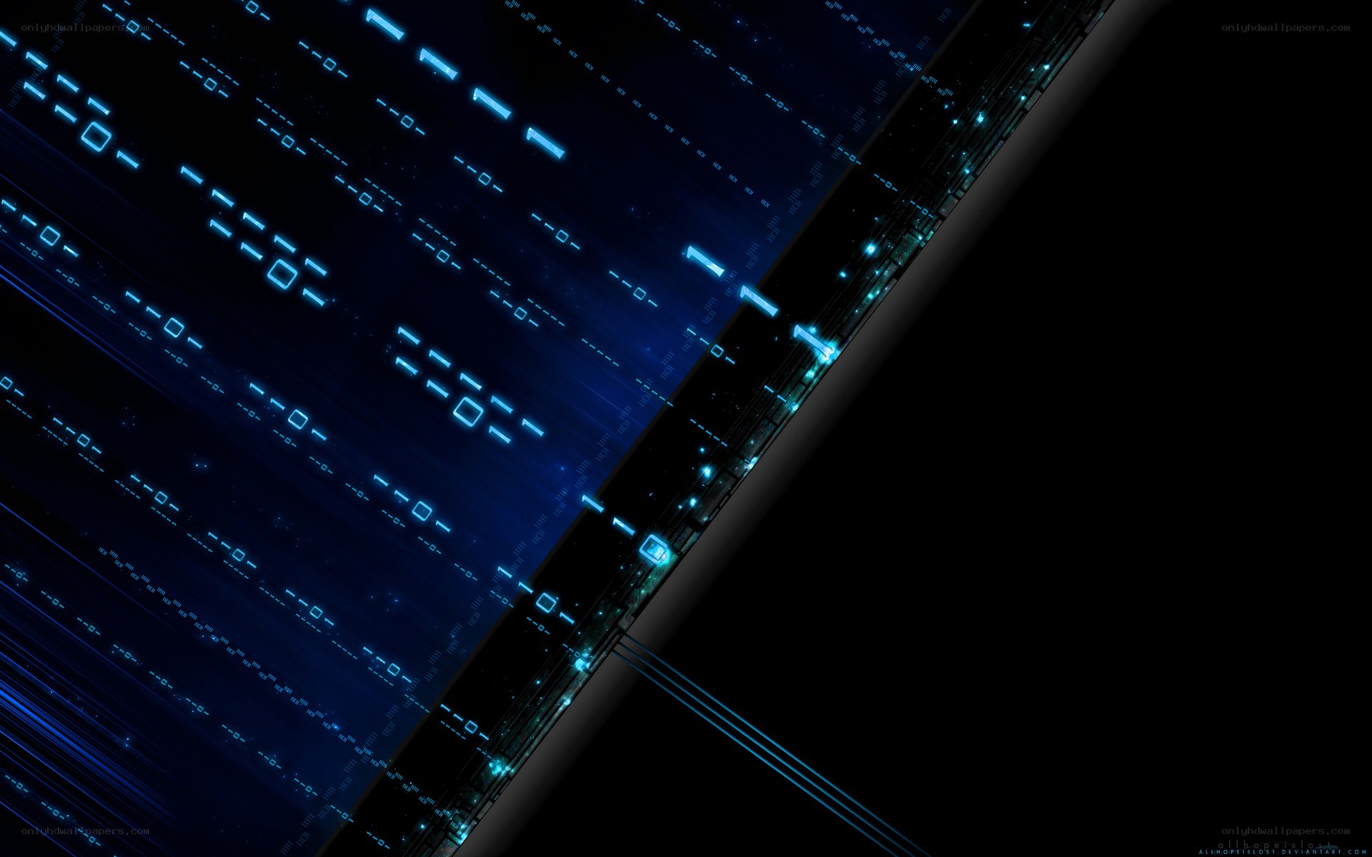 blue digital data stream