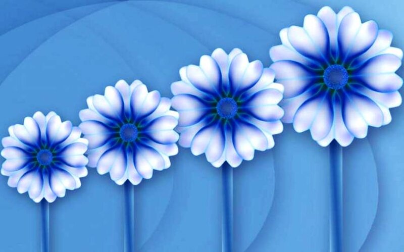 Blue Digital Flowers