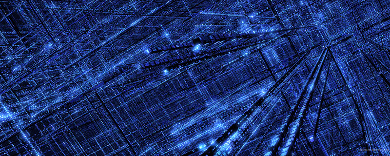 Blue Digital Grid — Futuristic, Digital Art