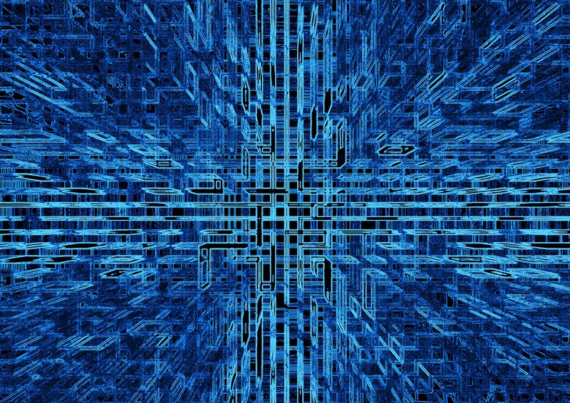 blue digital grid pattern