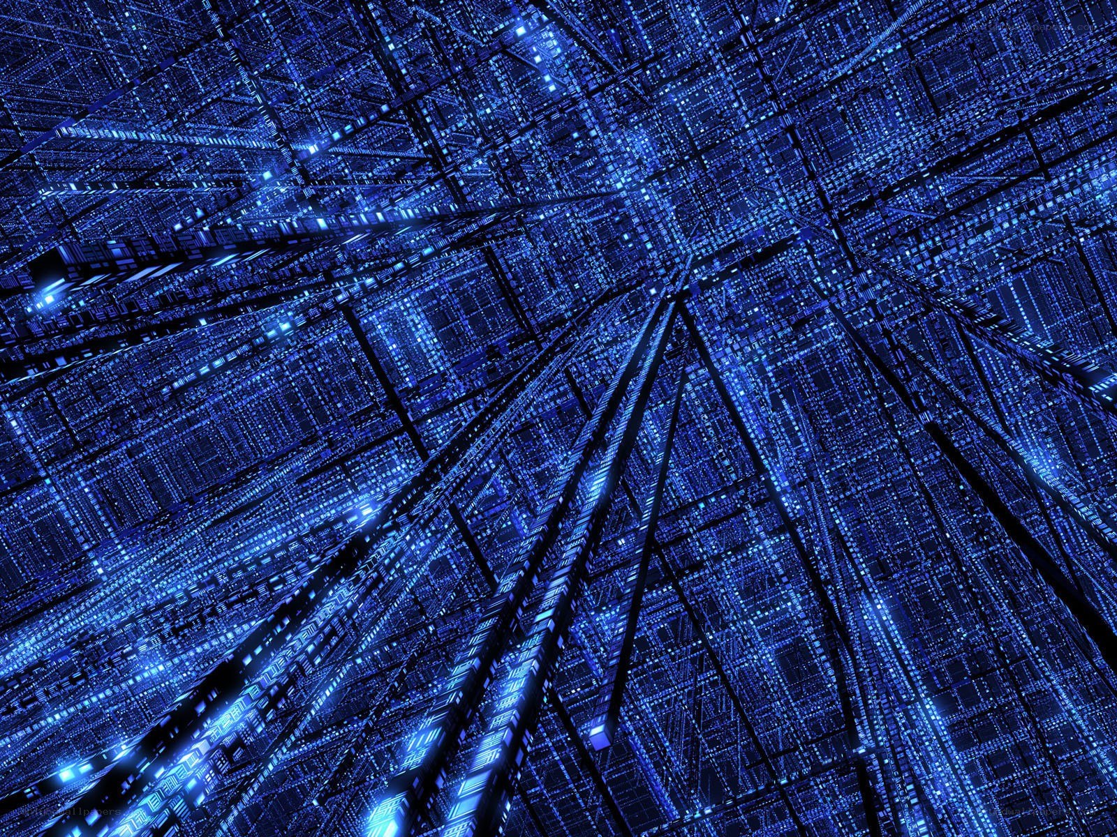 blue digital grid tunnel
