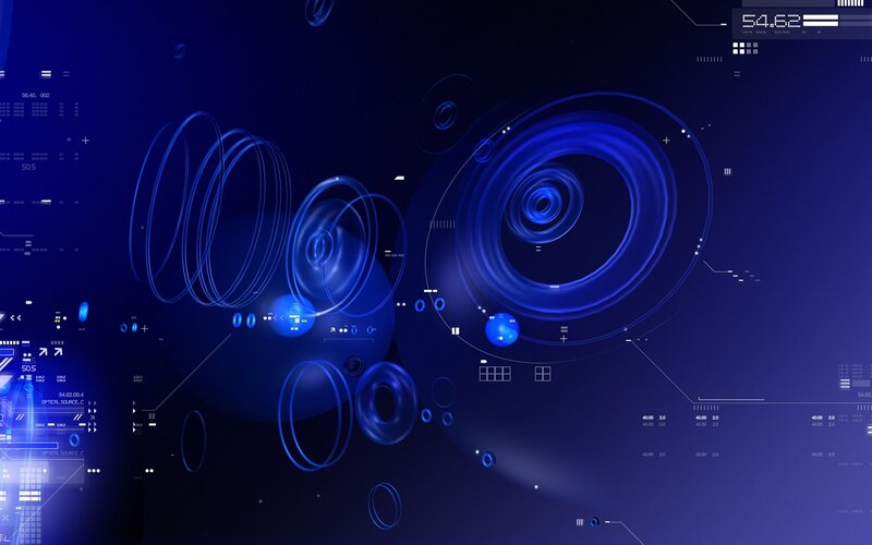 Blue Digital Interface — Futuristic, Digital Art, Circles