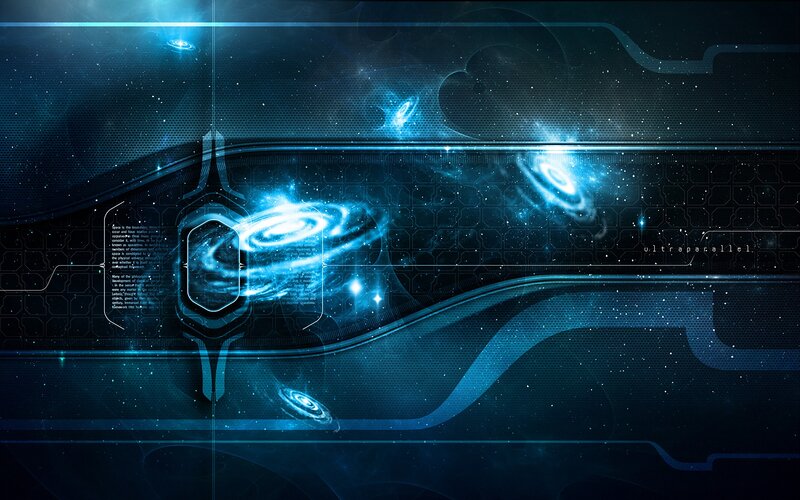 Blue Digital Interface — Futuristic, Digital Art, Galaxy, Circuitry