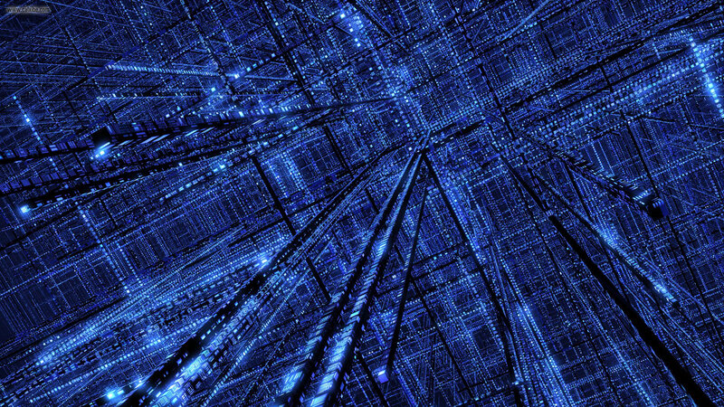 blue digital network tunnel