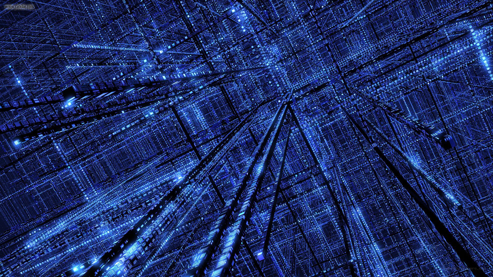 blue digital network tunnel