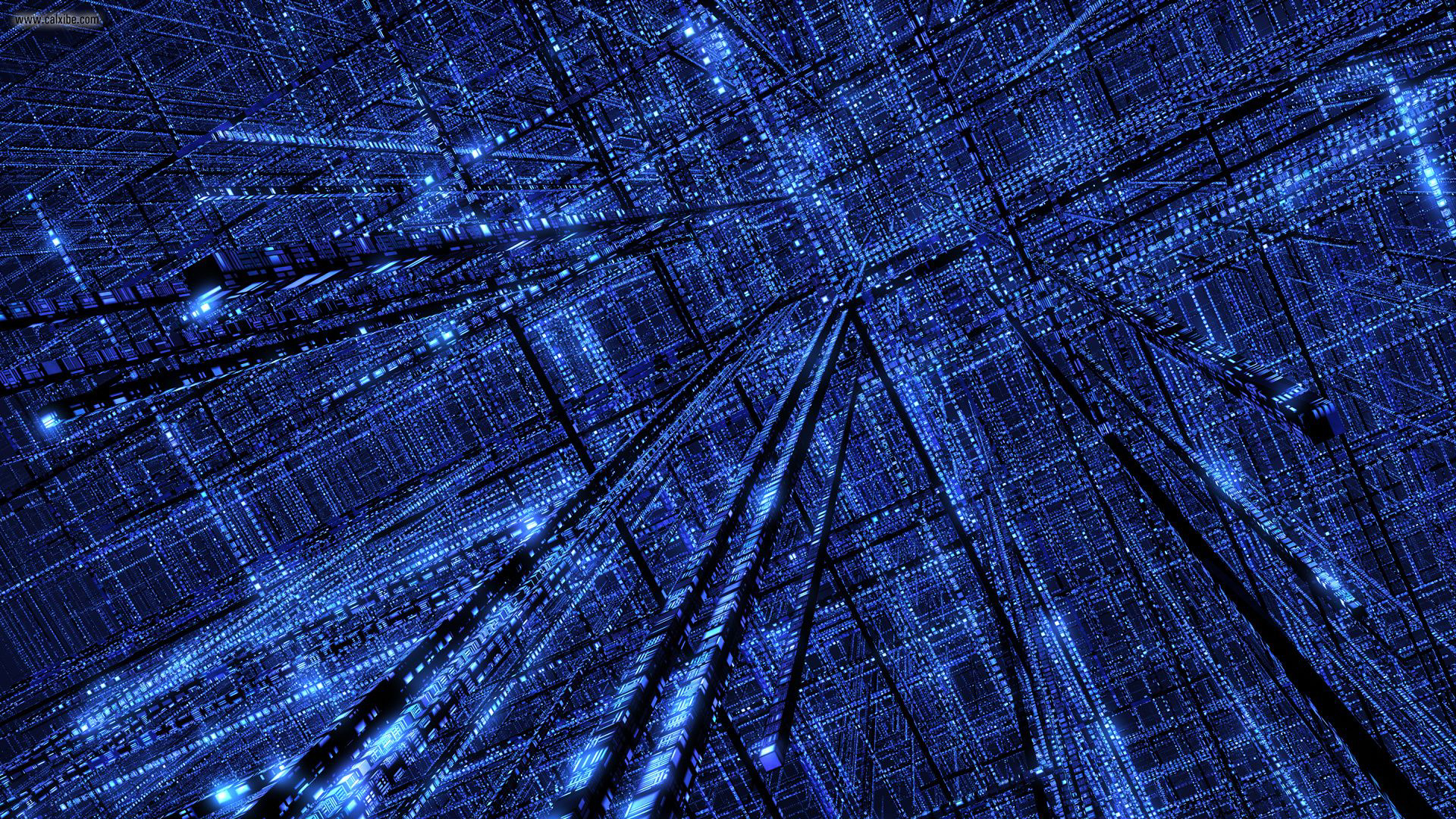 blue digital network tunnel