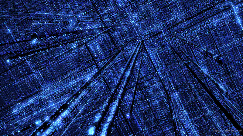 blue digital network tunnel