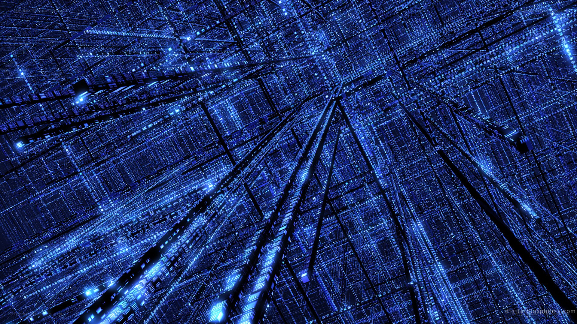 blue digital network tunnel