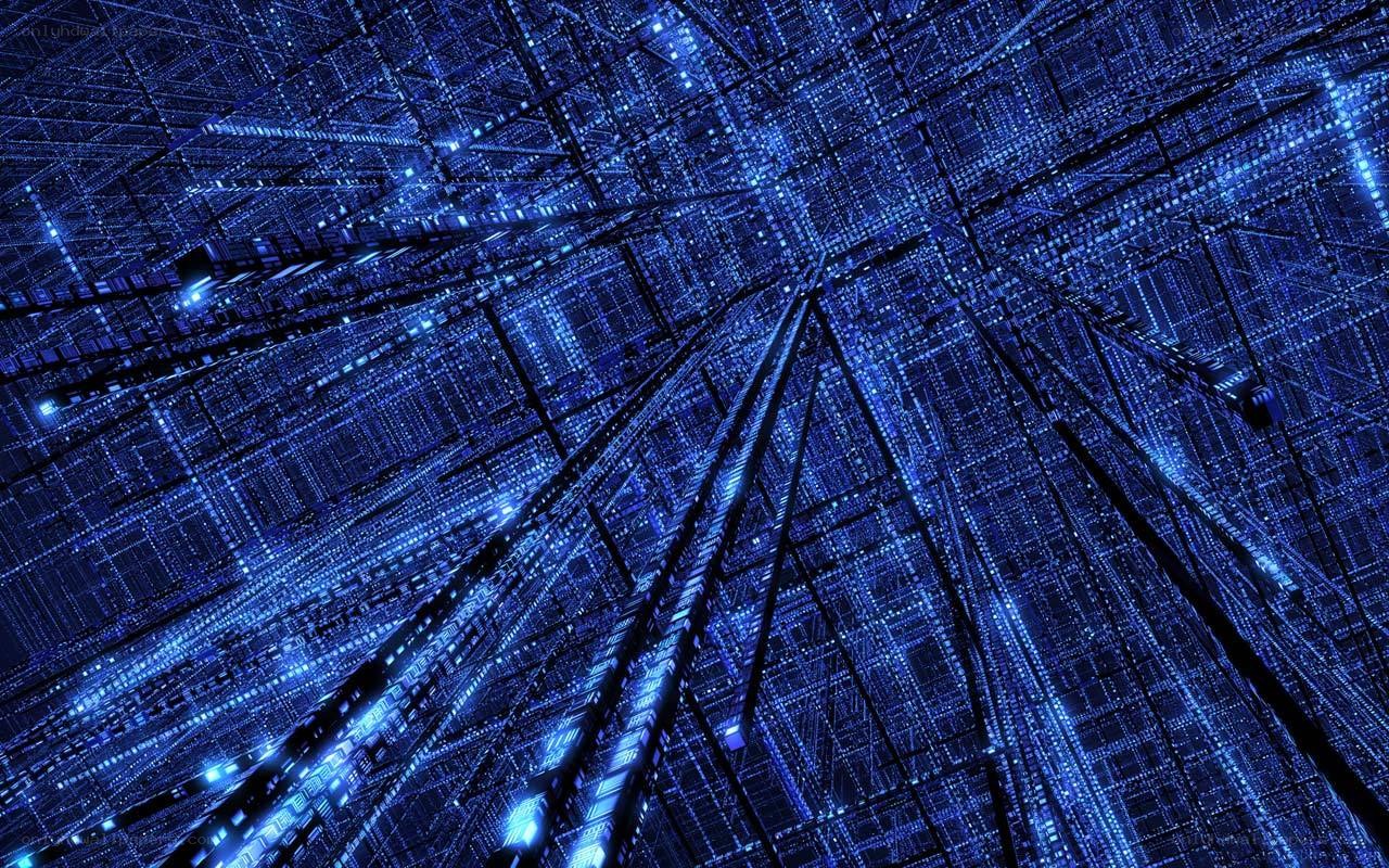 blue digital network tunnel