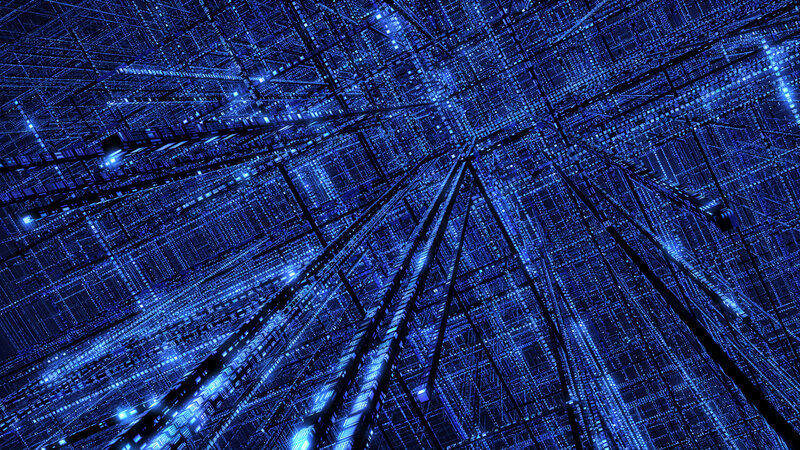 blue digital network tunnel