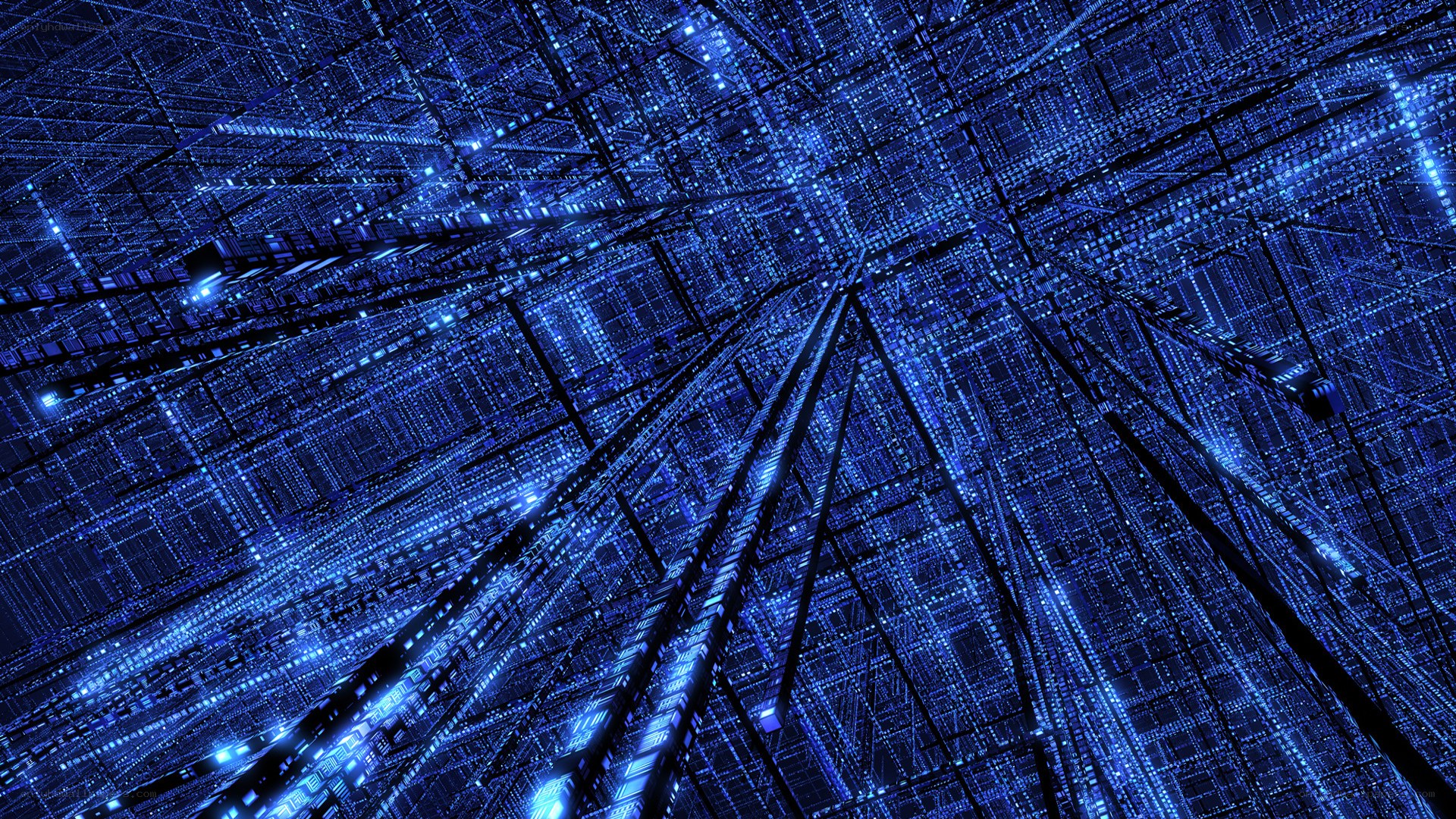 blue digital network tunnel