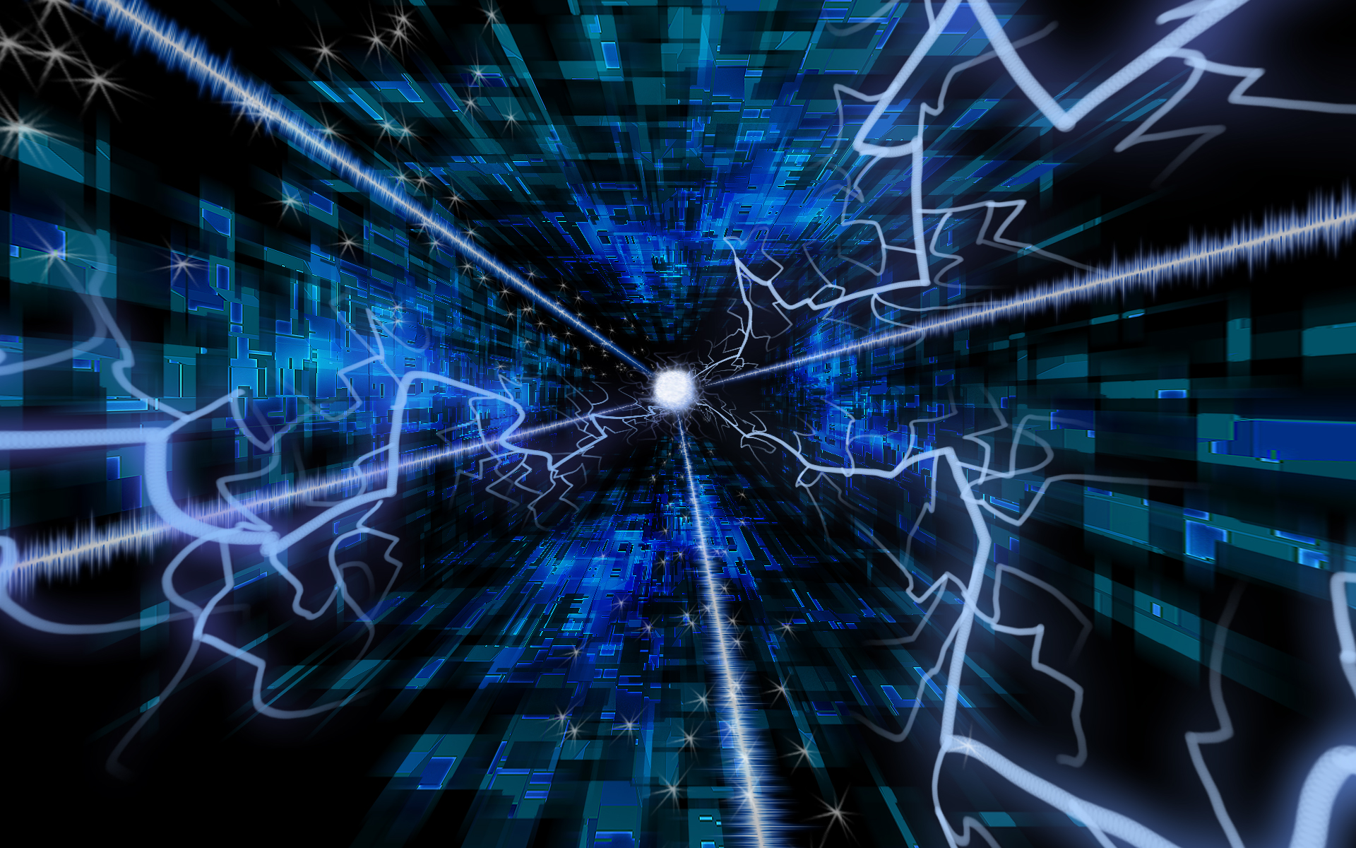 blue digital tunnel animation