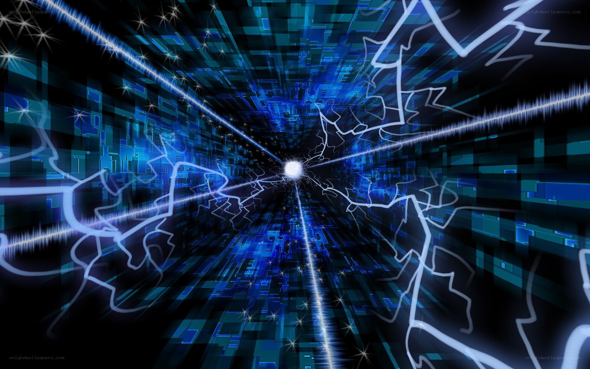 blue digital tunnel animation