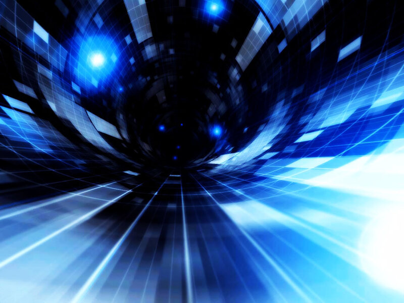 Blue Digital Tunnel — Futuristic, Digital Art, Lights