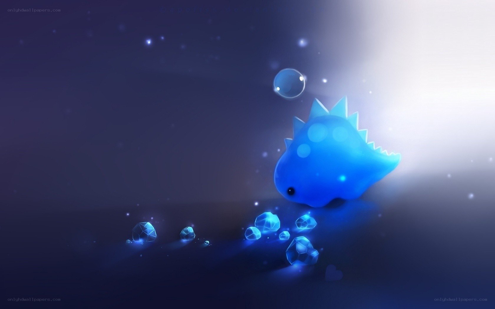 blue dinosaur in underwater scene