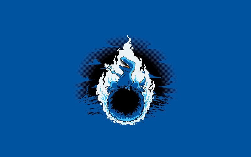 Blue Dinosaur in Water