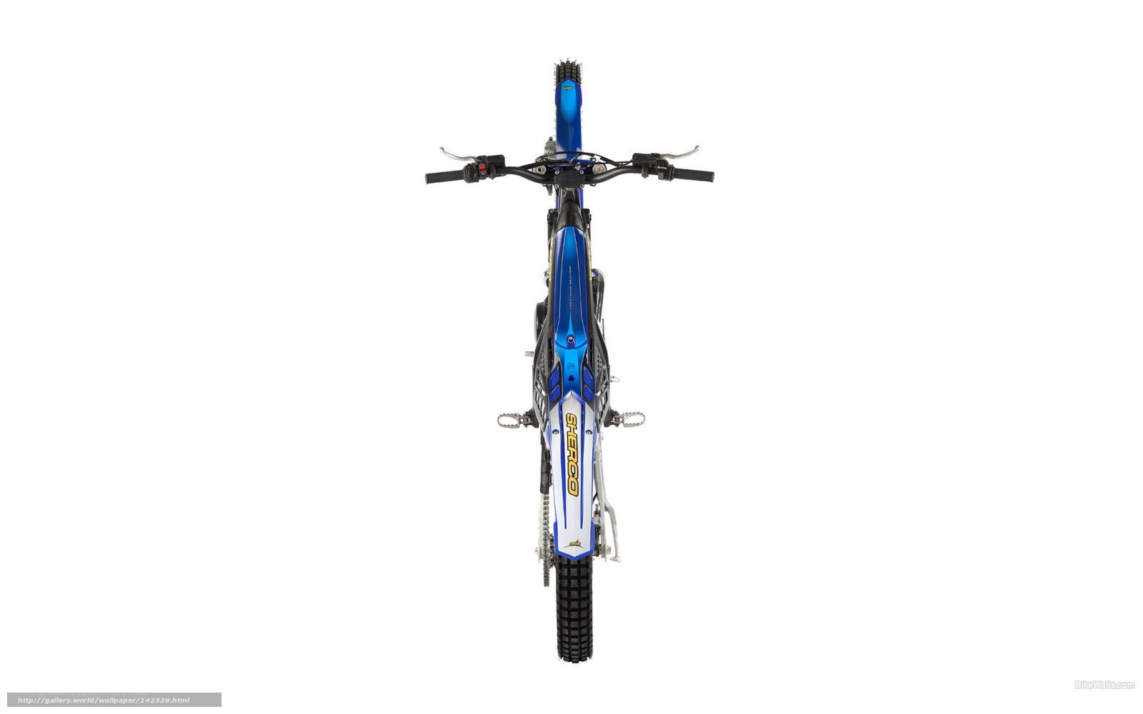 blue dirt bike from above