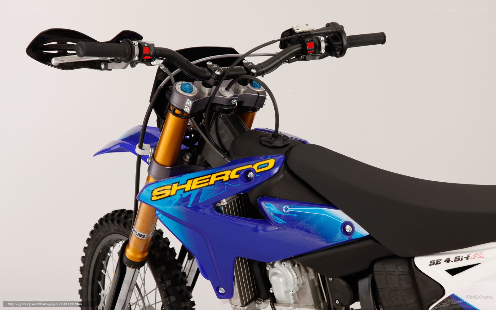 Blue dirt bike front view