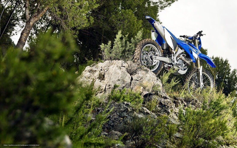 Blue dirt bike on rocky terrain