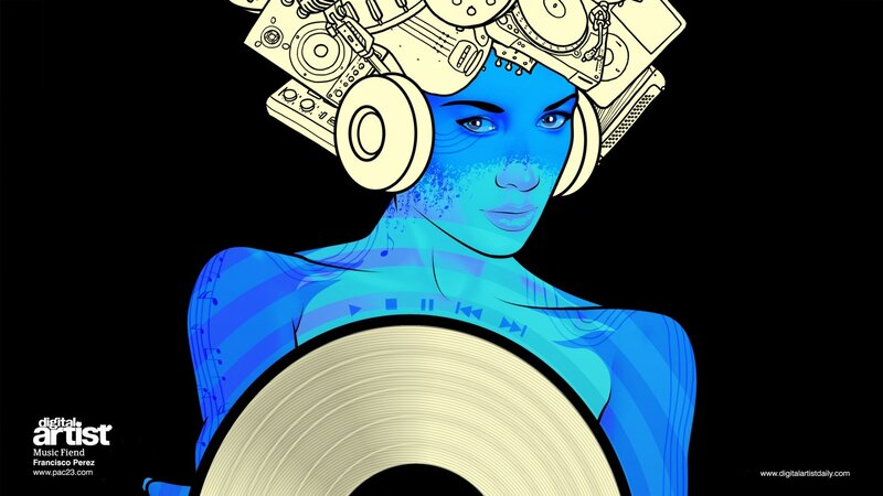 blue dj with music equipment