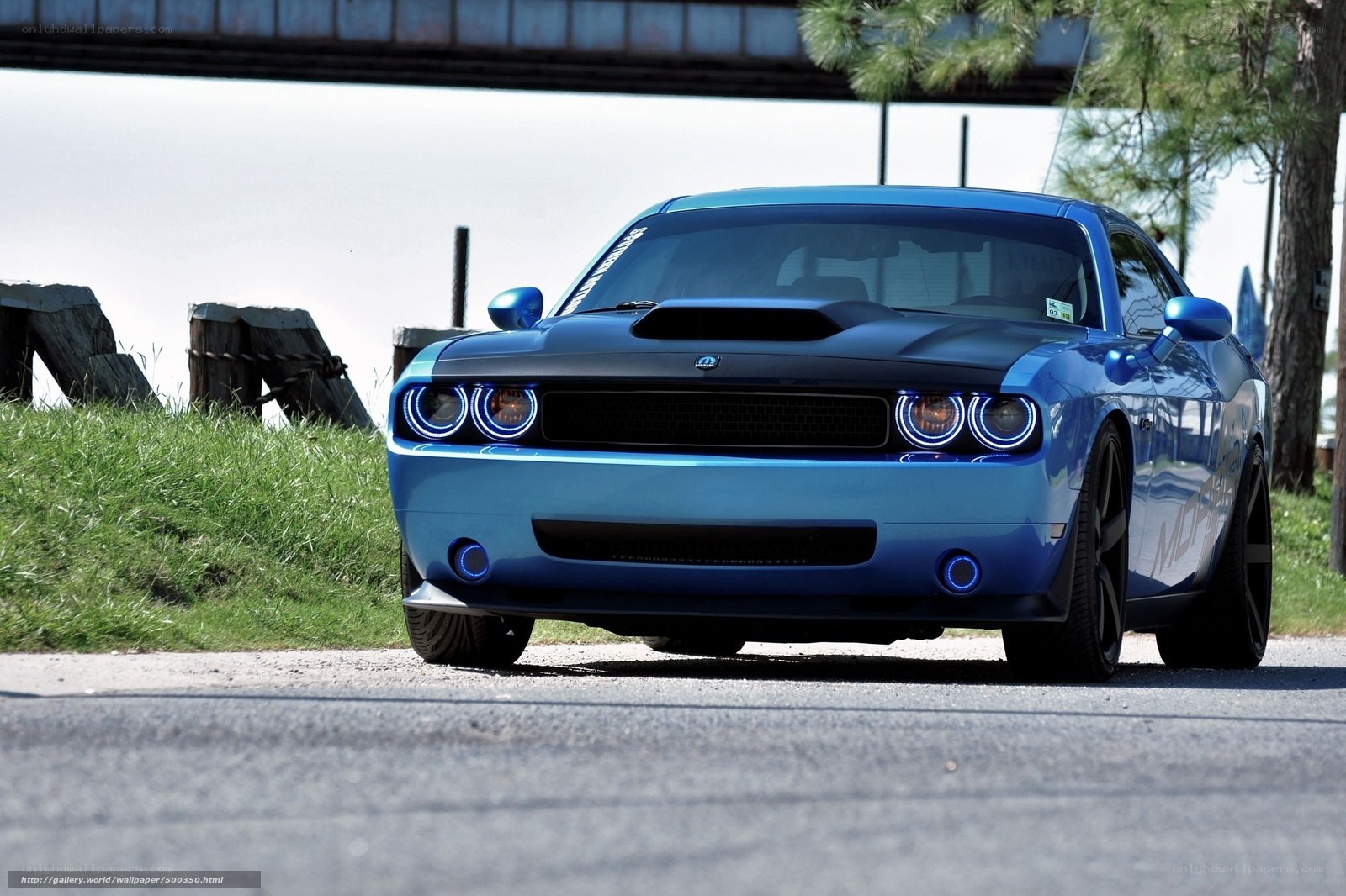 blue dodge challenger car